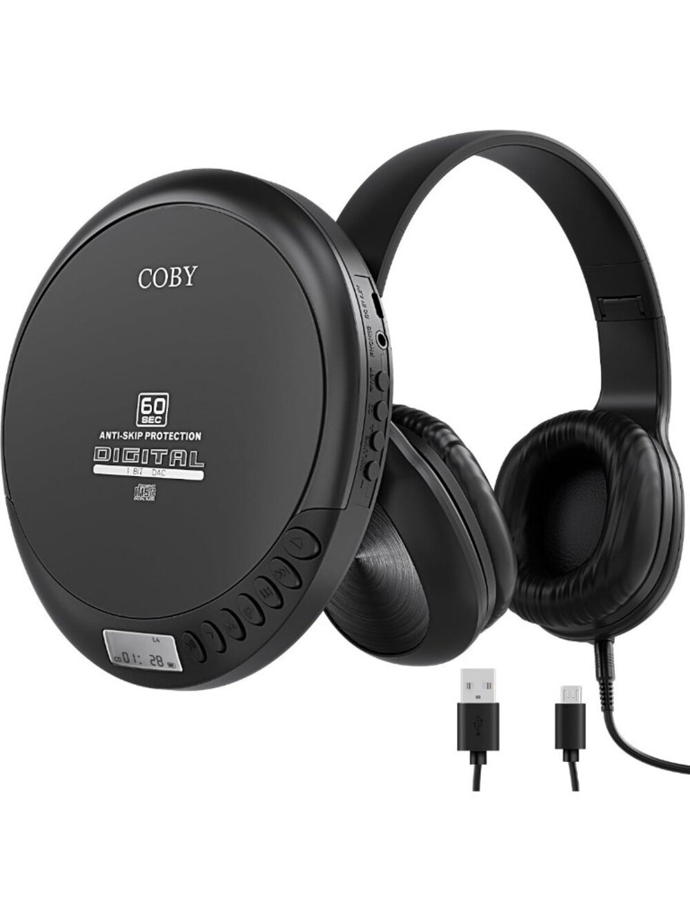 Portable CD Player with Headphones, FM Radio, MP3 Playback - Compact & Stylish